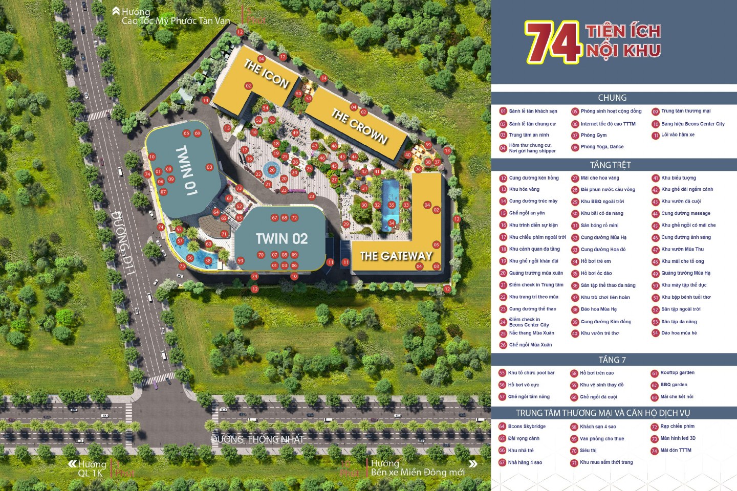 Sơ đồ 74 tiện ích nội khu