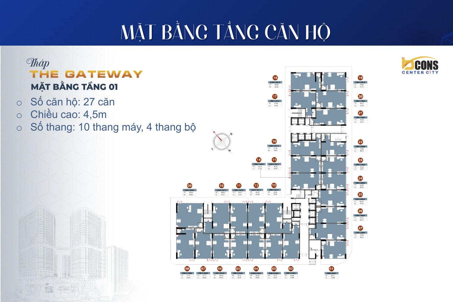 Mặt bằng tầng căn hộ The Gateway